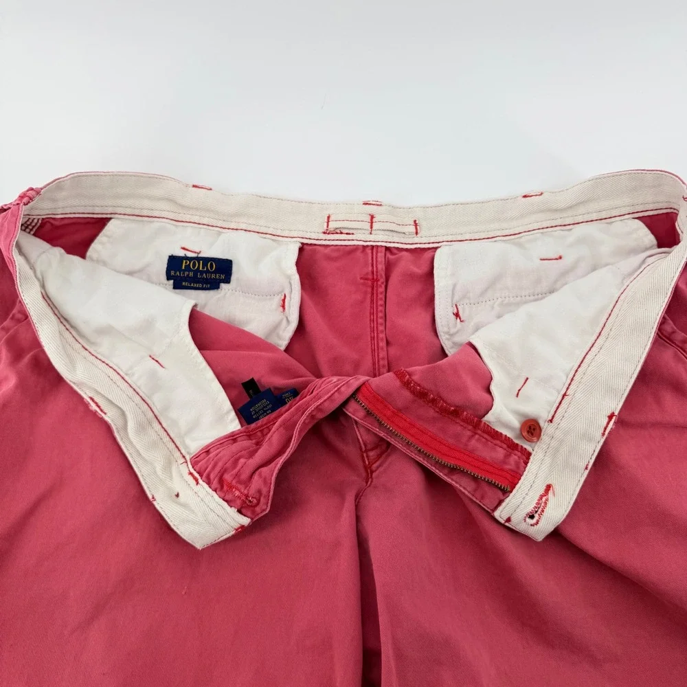Polo Ralph Lauren Relaxed Fit Chino Shorts 40 Salmon Pink Coral Cotton Preppy